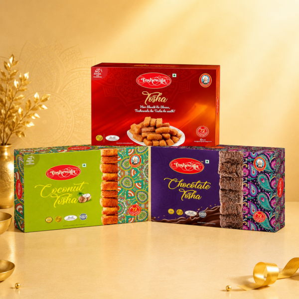 toshewala sweets combo simple, coconut and chocolate tosha – pack of 3, 1200 gms.