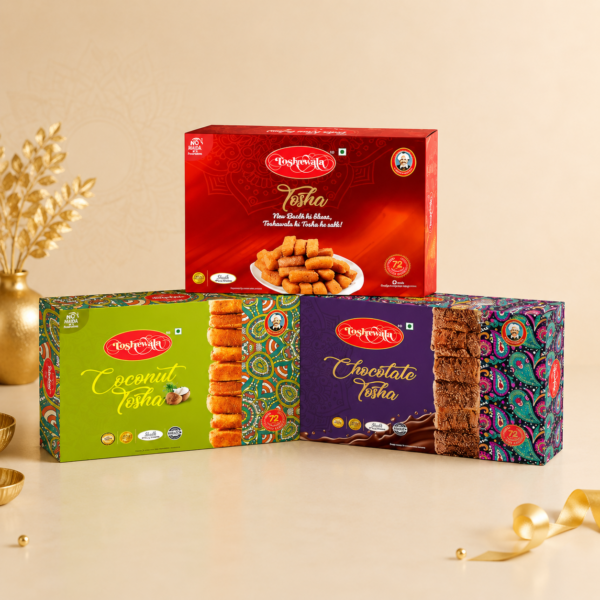 toshewala sweets combo simple, coconut and chocolate tosha pack of 3, 600 gms.